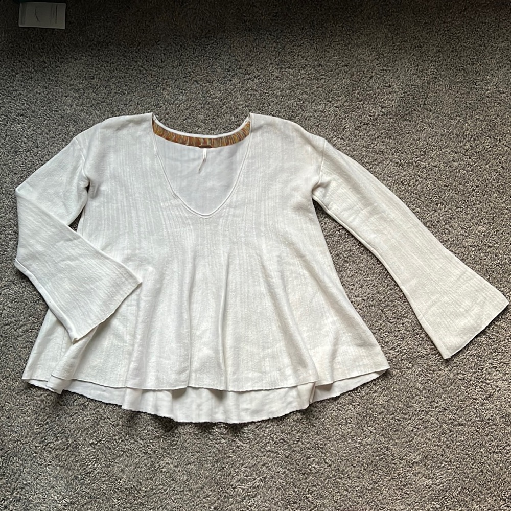 Free People Flowy Knit Top with Bell Sleeves